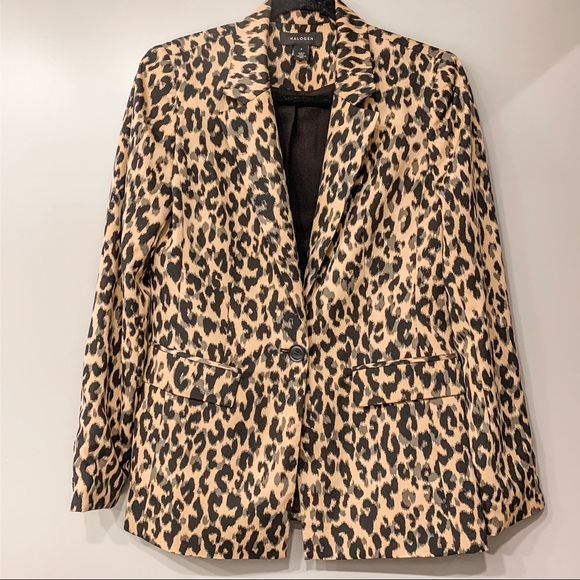 Halogen Taupe Animal Print Single Button Blazer - Picture 6 of 8